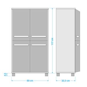 Midischrank Dusty Anthrazit/Kalkeiche Dekor - Weißeiche