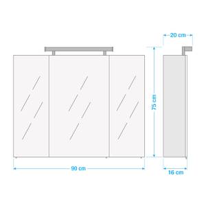 Spiegelschrank Dusty I Weiß - Breite: 90 cm