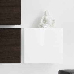 Wohnwand Cube LC (6-teilig) Hochglanz Weiß / Eiche Wenge Dekor