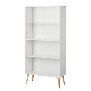 Bibliothèque Janos III Chêne partiellement massif - Blanc / Chêne - Largeur : 81 cm