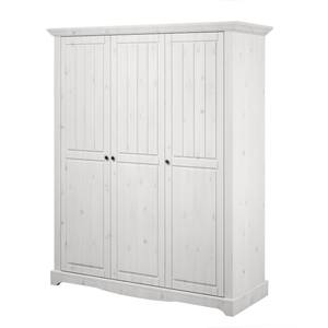 Kleiderschrank Karlotta (3-türig) Kiefer massiv/White Wash - White Washed