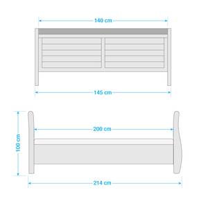 Massief houten bed Lyngby Wit/steengrijs Gebeitst beukenhouten walnoot & gelakt grenenhout - 140 x 200cm