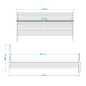 Massief houten bed Lyngby Wit/steengrijs Gebeitst beukenhouten walnoot & gelakt grenenhout - 180 x 200cm