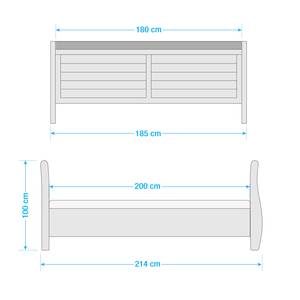 Massief houten bed Lyngby Wit/steengrijs Gebeitst beukenhouten walnoot & gelakt grenenhout - 180 x 200cm