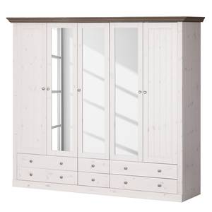 Armadio Lyngby I Pino massello Bianco/Grigio roccia - Bianco / Grigio pietra