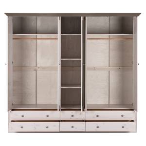 Armoire à vêtements Lyngby I Pin massif - Blanc / Gris minéral - Blanc / Gris minéral