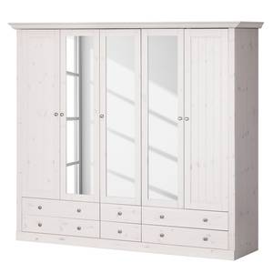 Armoire à vêtements Lyngby I Pin massif - Blanc / Gris minéral - Epicéa blanc teinté et verni