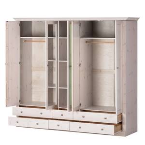 Armoire à vêtements Lyngby I Pin massif - Blanc / Gris minéral - Epicéa blanc teinté et verni