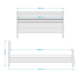 Massief houten bed Lyngby Wit/wengékleurig Gebeitst beukenhouten walnoot & gelakt grenenhout - 140 x 200cm