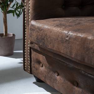 Set di divani Torquay (3, 2 e 1 posti) Similpelle anticata marrone scuro - Marrone