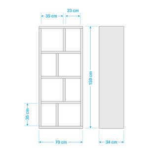 Scaffale Berlin bianco - Bianco / Marrone chiaro - 70 x 159 cm