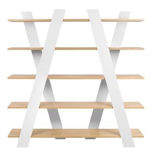 Étagère Wind I Blanc mat / Contreplaqué de bois de chêne véritable - Blanc / Chêne