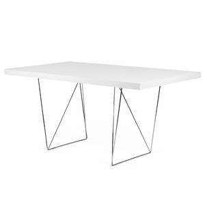 Tavolo da pranzo Hueva Bianco opaco - Bianco / Cromo - Larghezza: 160 cm