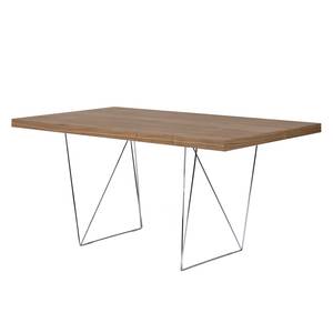 Table Hueva Contreplaqué de bois de noyer véritable - Noyer / Chrome - Largeur : 160 cm
