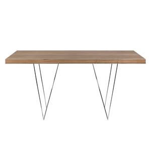 Table Hueva Contreplaqué de bois de noyer véritable - Noyer / Chrome - Largeur : 160 cm