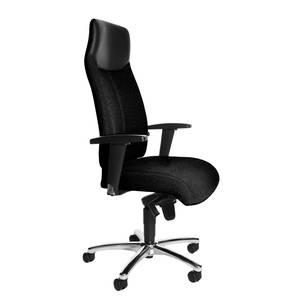 Chefsessel High Sit up Webstoff / Echtleder - Schwarz / Silber