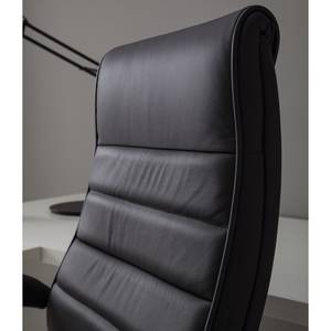 Fauteuil de direction TD Luxe Revêtement en cuir véritable - Noir