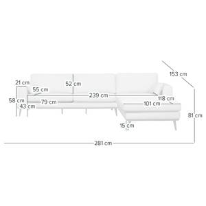 Divano con chaise longue BOVLUND Tessuto - Longchair preimpostata a destra