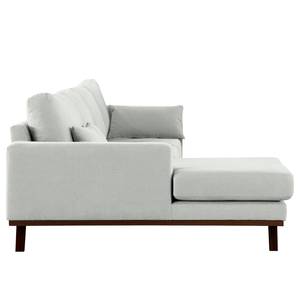 Ecksofa BILLUND mit Longchair Baumwollstoff Vele: Grau - Longchair davorstehend links - Buche Dunkel