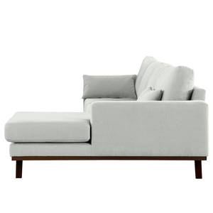 Ecksofa BILLUND mit Longchair Baumwollstoff Vele: Grau - Longchair davorstehend rechts - Buche Dunkel