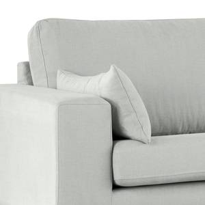 Ecksofa BILLUND mit Longchair Baumwollstoff Vele: Grau - Longchair davorstehend rechts - Buche Dunkel