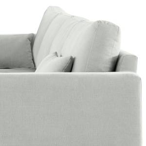 Ecksofa BILLUND mit Longchair Baumwollstoff Vele: Grau - Longchair davorstehend rechts - Buche Dunkel