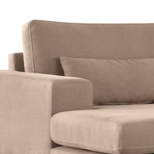 Ecksofa BILLUND mit Longchair Baumwollstoff Vele: Taupe - Longchair davorstehend links - Buche Dunkel