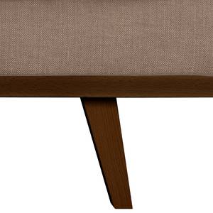 Ecksofa BILLUND mit Longchair Baumwollstoff Vele: Taupe - Longchair davorstehend links - Buche Dunkel