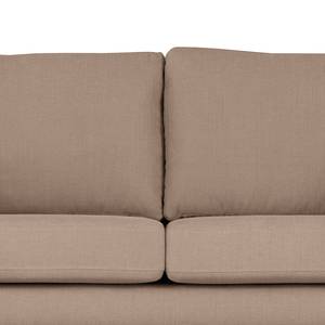 Ecksofa BILLUND mit Longchair Baumwollstoff Vele: Taupe - Longchair davorstehend rechts - Buche Dunkel