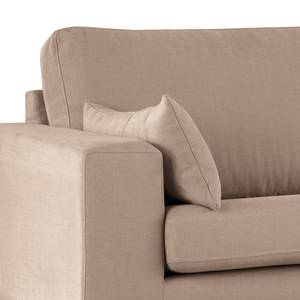 Ecksofa BILLUND mit Longchair Baumwollstoff Vele: Taupe - Longchair davorstehend rechts - Buche Dunkel