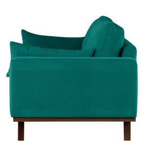 3-Sitzer Sofa BILLUND Baumwollstoff Vele: Petrol - Buche Dunkel