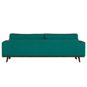 3-Sitzer Sofa BILLUND Baumwollstoff Vele: Petrol - Buche Dunkel