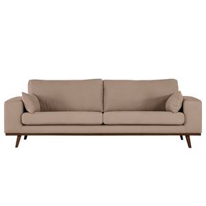 3-Sitzer Sofa BILLUND Baumwollstoff Vele: Taupe - Buche Dunkel