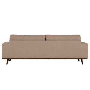 3-Sitzer Sofa BILLUND Baumwollstoff Vele: Taupe - Buche Dunkel