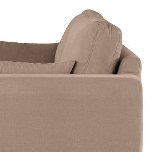 3-Sitzer Sofa BILLUND Baumwollstoff Vele: Taupe - Buche Dunkel