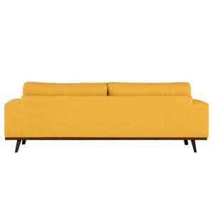 3-Sitzer Sofa BILLUND Baumwollstoff Vele: Senfgelb - Buche Dunkel