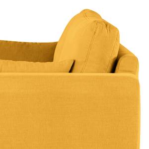 3-Sitzer Sofa BILLUND Baumwollstoff Vele: Senfgelb - Buche Dunkel