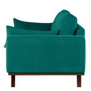 2-Sitzer Sofa BILLUND Baumwollstoff Vele: Petrol - Buche Dunkel