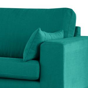 2-Sitzer Sofa BILLUND Baumwollstoff Vele: Petrol - Buche Dunkel