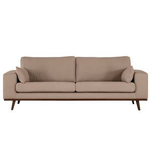 2-Sitzer Sofa BILLUND Baumwollstoff Vele: Taupe - Buche Dunkel