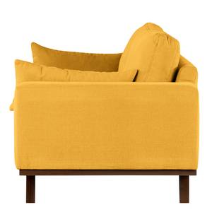 2-Sitzer Sofa BILLUND Baumwollstoff Vele: Senfgelb - Buche Dunkel