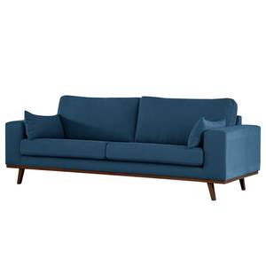 2-Sitzer Sofa BILLUND Baumwollstoff Vele: Blau - Buche Dunkel