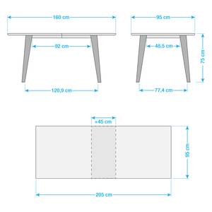 Eettafel Bess IV (met uitschuiffunctie) deels massief eikenhout - wit