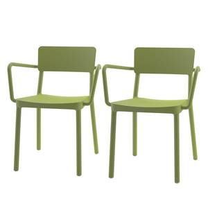 Chaises Lisboa (lot de 2) Matériau synthétique vert olive - Vert olive - Avec accoudoirs