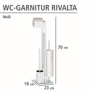 Set wc-borstel & rollenhouder Rivalta staal - Wit