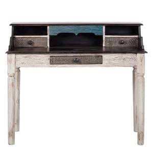 Bureau Goa White Partiellement en manguier et acacia massifs - Blanc vintage/Marron vintage