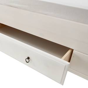 Massivholz-Doppelbett Cenan Kiefer Weiß gebeizt & lackiert / Laugenfarbig - 200 x 200cm