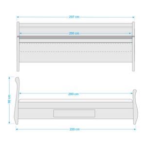 Massief houten bed Cenan Wit/loogkleurig Gebeitst beukenhouten walnoot & gelakt grenenhout - 200 x 200cm