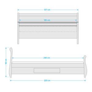 Massief houten bed Cenan Wit/loogkleurig Gebeitst beukenhouten walnoot & gelakt grenenhout - 180 x 200cm