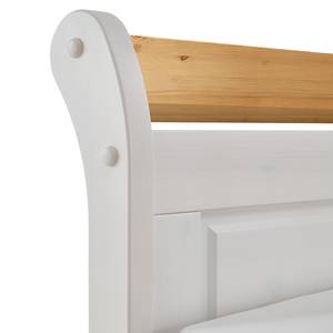 Massief houten bed Cenan Wit/loogkleurig Gebeitst beukenhouten walnoot & gelakt grenenhout - 140 x 200cm